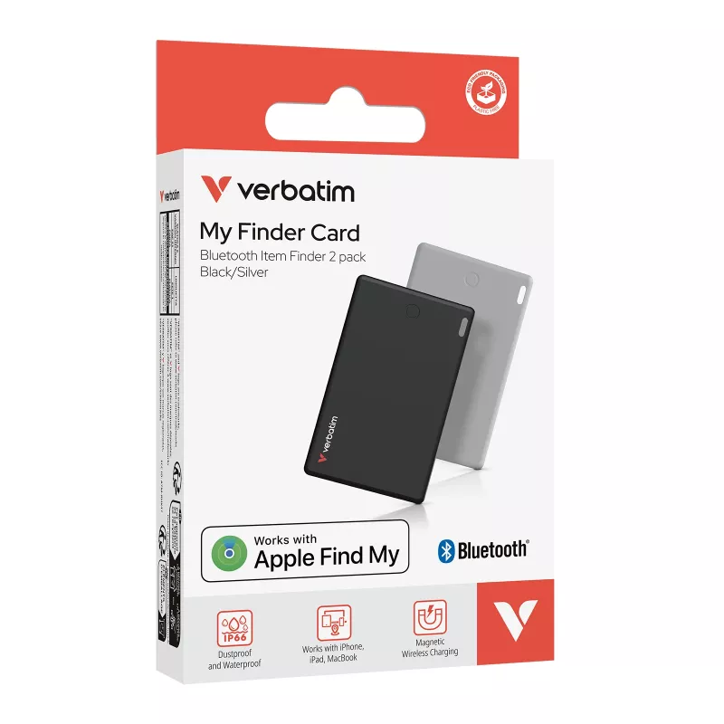 Verbatim My Finder Card Bluetooth εντοπιστής αντικειμένων συσκευασία 2 τεμ. μαύρο / ασημί
