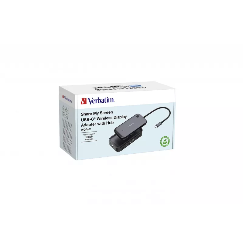 Verbatim Share My Screen 1080p USB-C ασύρματος adapter οθόνης με hub WDA-01