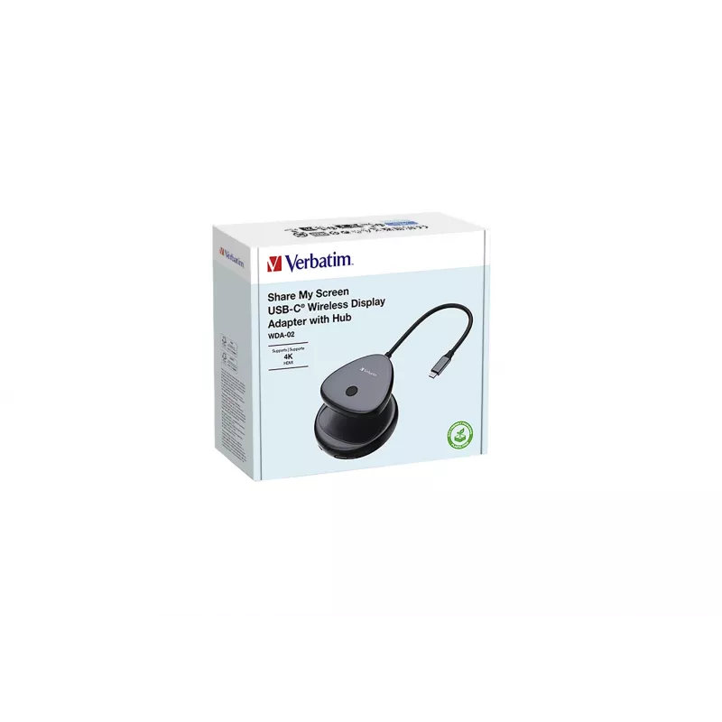 Verbatim Share My Screen USB-C ασύρματος adapter οθόνης 4K με hub WDA-02