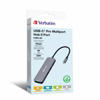 Verbatim CMH-08 USB Type-C 5000 Mbit/s ασημί