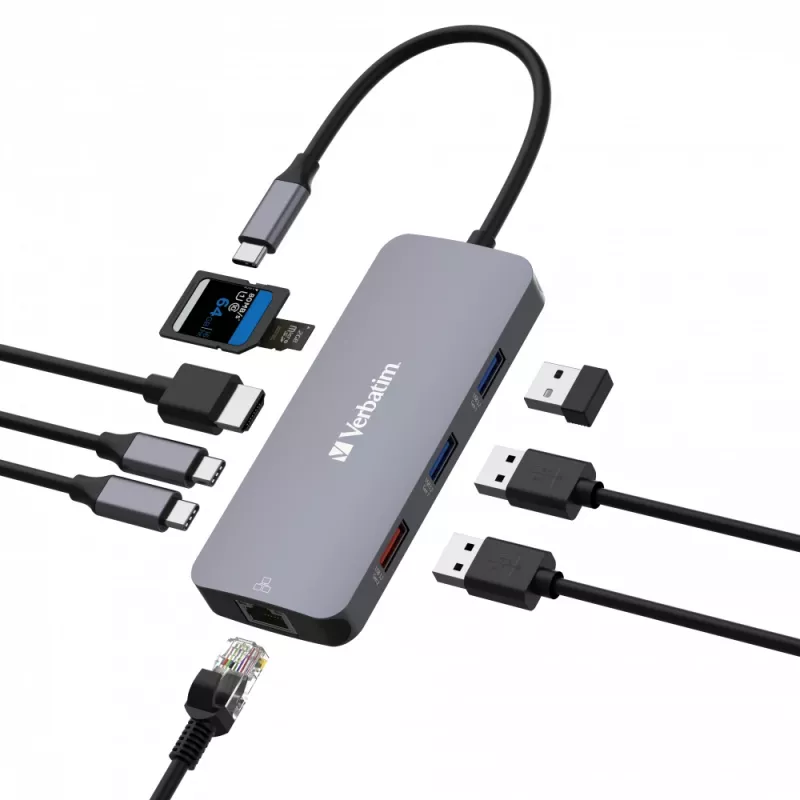 Verbatim CMH-09 USB Type-C 10.000 Mbit/s ασημί