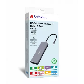 Verbatim CMH-13 USB Type-C hub 10000 Mbit/s ασημί