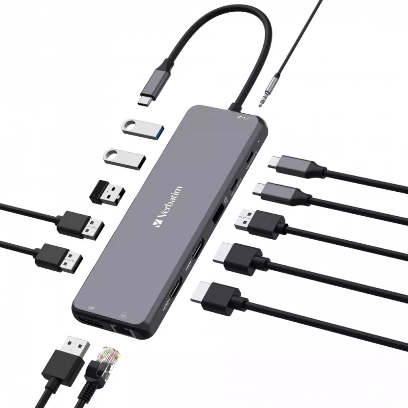 Verbatim CMH-13 USB Type-C hub 10000 Mbit/s ασημί