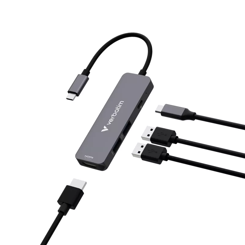 Verbatim USB-C Essentials multiport hub 4 θύρες: HDMI, USB-C PD, USB-A 3.2 Gen 1, USB-A