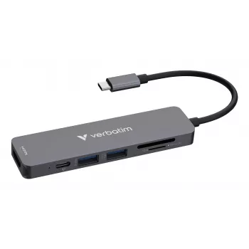 Verbatim USB-C Essentials multiport hub 6 θύρες: HDMI, USB-C PD, USB-A 3.2 Gen 1, USB-A, SD & microSD