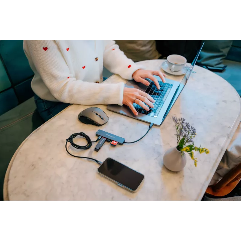Verbatim USB-C Essentials multiport hub 6 θύρες: HDMI, USB-C PD, USB-A 3.2 Gen 1, USB-A, SD & microSD