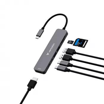 Verbatim USB-C Essentials multiport hub 7 θύρες: HDMI, USB-C, USB-C 3.2 Gen 1, 2 x USB-A 3.2 Gen 1, SD & microSD