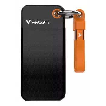 Verbatim Pocket SSD USB 3.2 Gen 2 1TB μαύρο/πορτοκαλί, 1 TB, USB Type-C, 3.2 Gen 2 (3.1 Gen 2), 1000 MB/s, 10 Gbit/s, μαύρο, πορτοκαλί