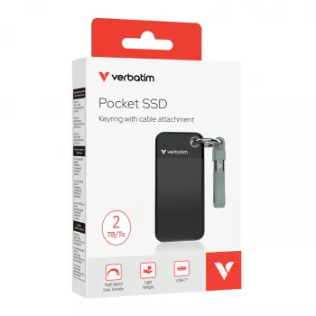 Verbatim Pocket SSD USB 3.2 Gen 2 2TB μαύρο/γκρι, 2 TB, USB Type-C, 3.2 Gen 2 (3.1 Gen 2), 1000 MB/s, 10 Gbit/s, μαύρο, γκρι