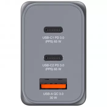 Verbatim GNC-65 φορτιστής GaN 65W με 2 x USB-C PD 65W / 1 x USB-A QC 3.0 (EU/UK/US)