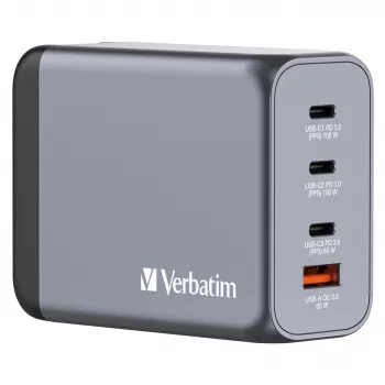 Verbatim GNC-200 φορτιστής GaN 200W με 2 x USB-C PD 100W / 1 x USB-C PD 65W / 1 x USB QC 3.0 (EU/UK/US)