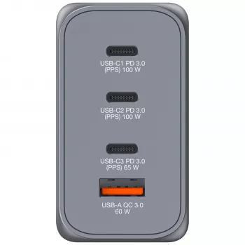 Verbatim GNC-200 φορτιστής GaN 200W με 2 x USB-C PD 100W / 1 x USB-C PD 65W / 1 x USB QC 3.0 (EU/UK/US)