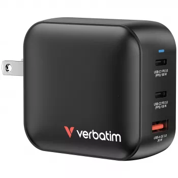Verbatim φορτιστής GaN 100W universal μαύρο γρήγορη φόρτιση AC εσωτερικού χώρου