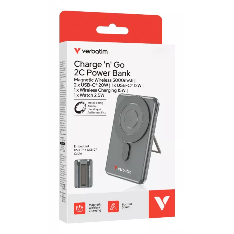 Verbatim Charge'n'Go 2C powerbank 5000 mAh γκρι