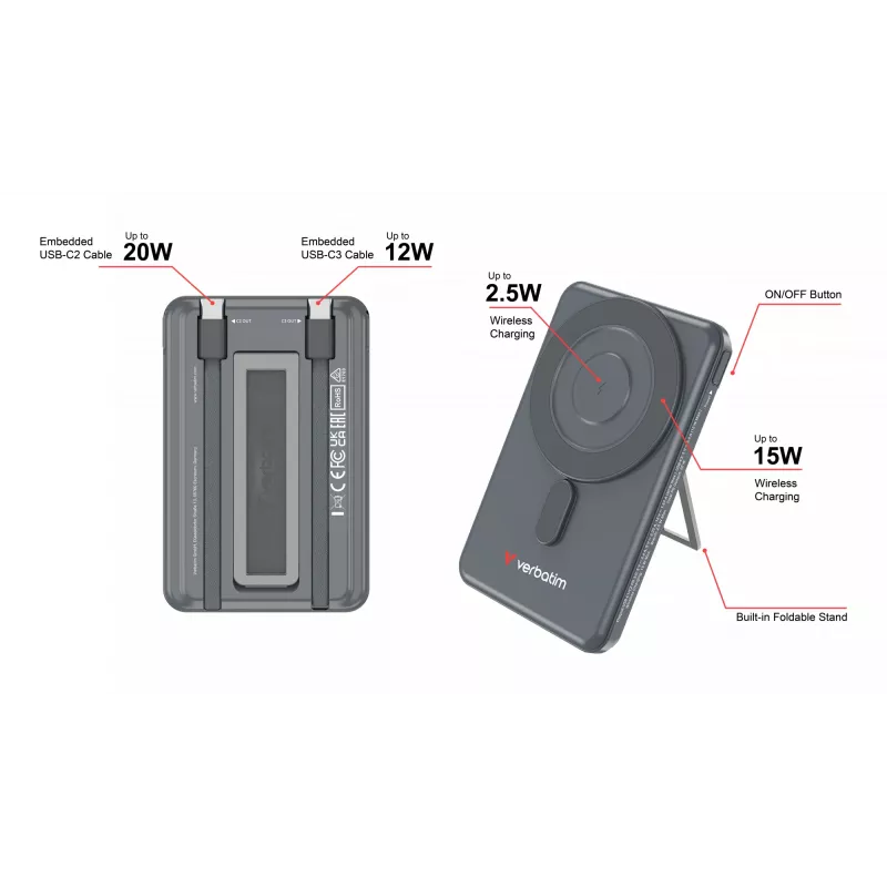 Verbatim Charge'n'Go 2C powerbank 5000 mAh γκρι