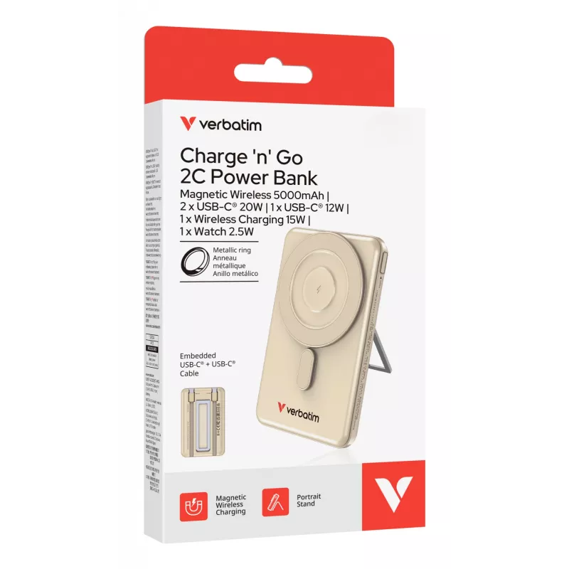 Verbatim Charge'n'G0 2C Powerbank 5000 mAh Χρυσό