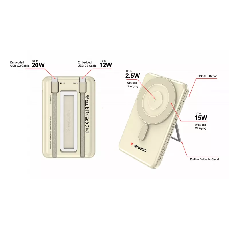 Verbatim Charge'n'G0 2C Powerbank 5000 mAh Χρυσό