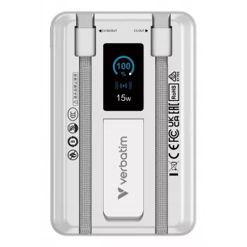 Verbatim Charge'n'Go 2C & Display powerbank 10000 mAh ασημί