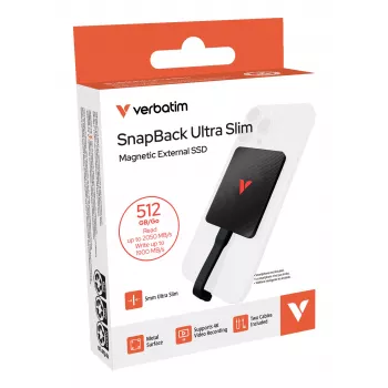 Verbatim SnapBack Ultra λεπτός SSD 512GB USB Type-C USB 3.2 Gen 2x2 μαύρο