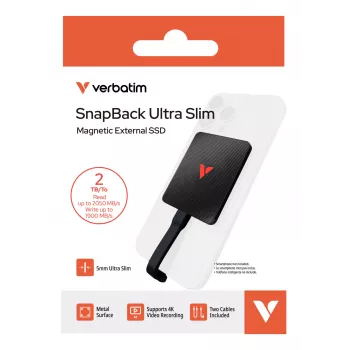 Verbatim SnapBack Ultra λεπτός SSD 2TB USB Type-C USB 3.2 Gen 2x2 μαύρο