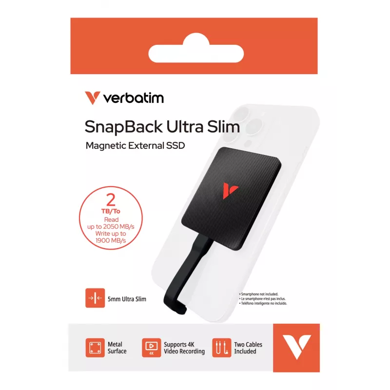 Verbatim SnapBack Ultra λεπτός SSD 2TB USB Type-C USB 3.2 Gen 2x2 μαύρο