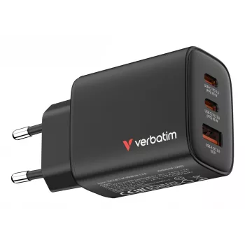 Verbatim Essentials GaN φορτιστής 65W βύσμα EU μαύρο, εσωτερικού χώρου, AC, 20 V, μαύρο