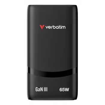 Verbatim Fold 'n' Go GaN φορτιστής 65W βύσμα EU μαύρο, εσωτερικού χώρου, AC, 20 V, μαύρο