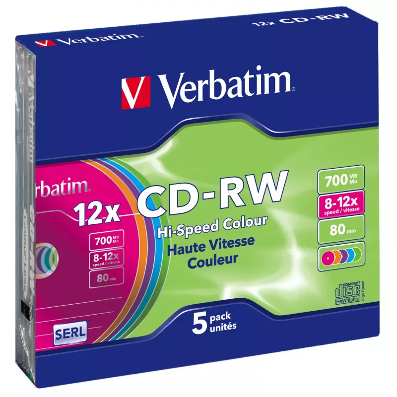 Verbatim CD-RW Colour 12x 700 MB 5 τεμ.