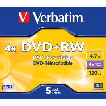 Verbatim VB-DPW44JC, DVD+RW, 120 mm, Jewel Case, 5 τεμ., 4,7 GB