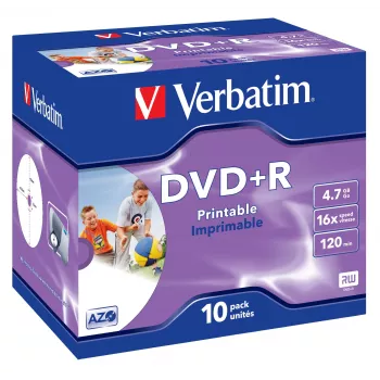 Verbatim DVD+R Wide Inkjet Printable ID Brand, DVD+R, 120 mm, εκτυπώσιμο, Jewel Case, 10 τεμ., 4,7 GB