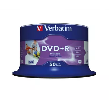 Verbatim DVD+R Wide Inkjet Printable No ID Brand, DVD+R, 120 mm, εκτυπώσιμο, Spindel, 50 τεμ., 4,7 GB