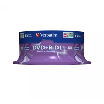 Verbatim DVD+R Double Layer 8x ματ ασημί 25άδα spindle