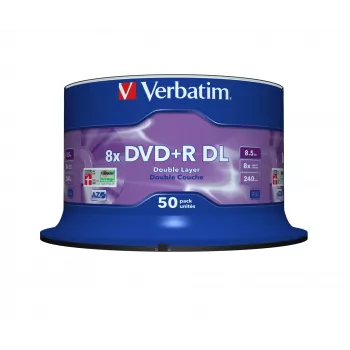 Verbatim DVD+R Double Layer 8x ματ ασημί 50άδα spindle