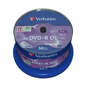 Verbatim DVD+R Double Layer 8x ματ ασημί 50άδα spindle