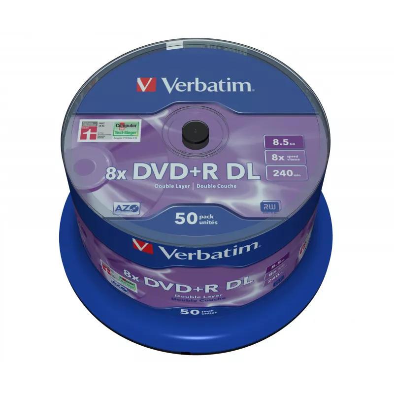 Verbatim DVD+R Double Layer 8x ματ ασημί 50άδα spindle