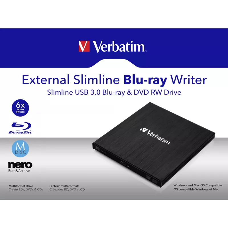 Εξωτερικός δίσκος Slimline Blu-Ray RW Verbatim 43890