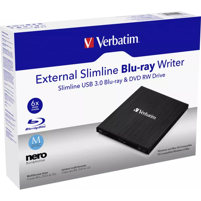 Εξωτερικός δίσκος Slimline Blu-Ray RW Verbatim 43890