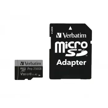Verbatim Pro U3 256GB κάρτα Micro SDXC, 256 GB, MicroSDXC, Class 10, UHS-I, 100 MB/s, 90 MB/s