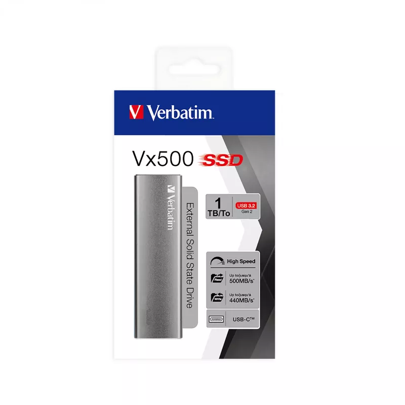 Verbatim Vx500 1 TB USB Type-C 3.2 Gen 2 (3.1 Gen 2) ασημί