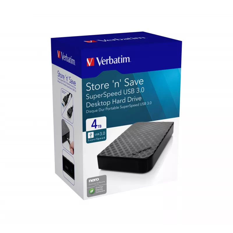 Verbatim Store 'n' Save 4TB USB 3.0, 4 TB, 3.2 Gen 1 (3.1 Gen 1), μαύρο
