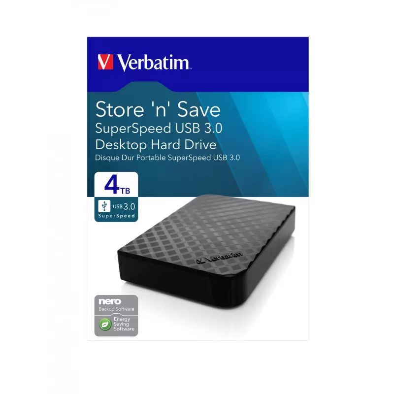 Verbatim Store 'n' Save 4TB USB 3.0, 4 TB, 3.2 Gen 1 (3.1 Gen 1), μαύρο