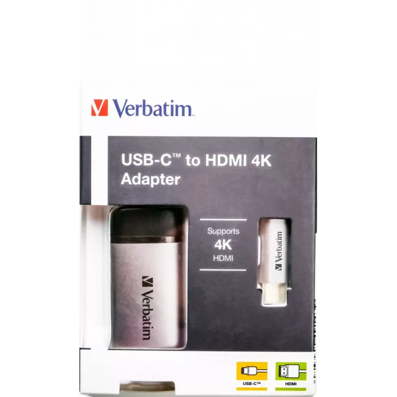 Verbatim 49143 αντάπτορας καλωδίου βίντεο 0,1 m USB Type-C HDMI μαύρο, ασημί