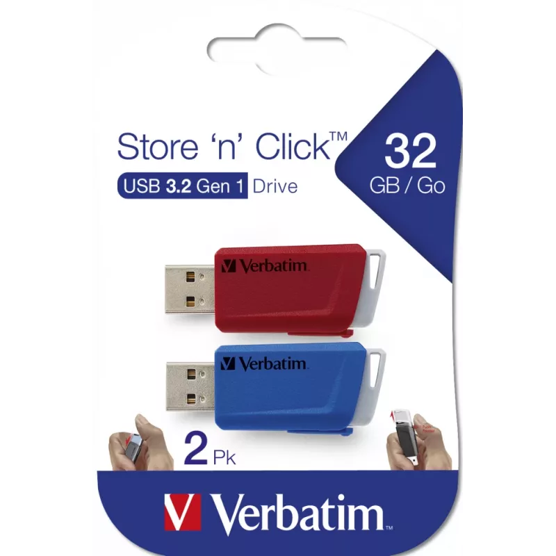 Verbatim Store 'n' Click - μονάδα USB 2.0 (3.2 GEN1) - 2x32 GB - κόκκινο/μπλε