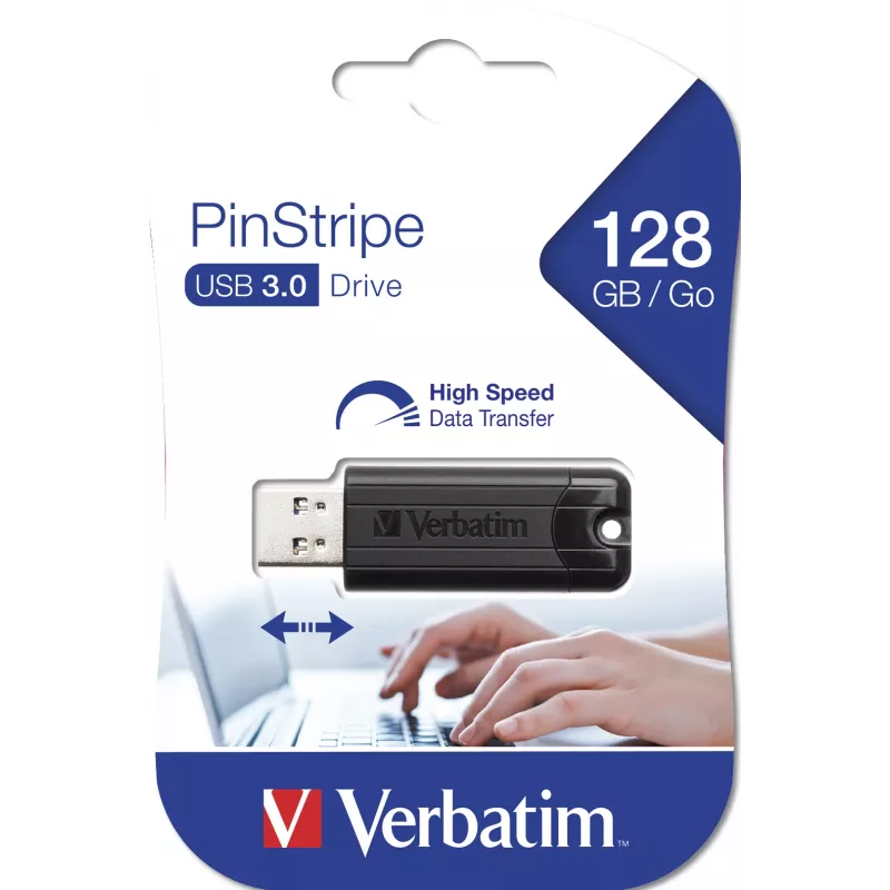 Verbatim PinStripe 3.0 – μονάδα USB 3.0 128 GB – μαύρο