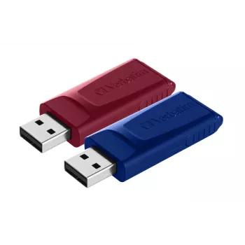 Verbatim Slider – μονάδα USB – 2x32 GB – μπλε/κόκκινο, 32 GB, USB Type-A, 2.0, Slide, 8 g, μπλε, κόκκινο