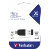 Verbatim Nano - USB 2.0 drive με προσαρμογέα Micro USB 32 GB - μαύρο