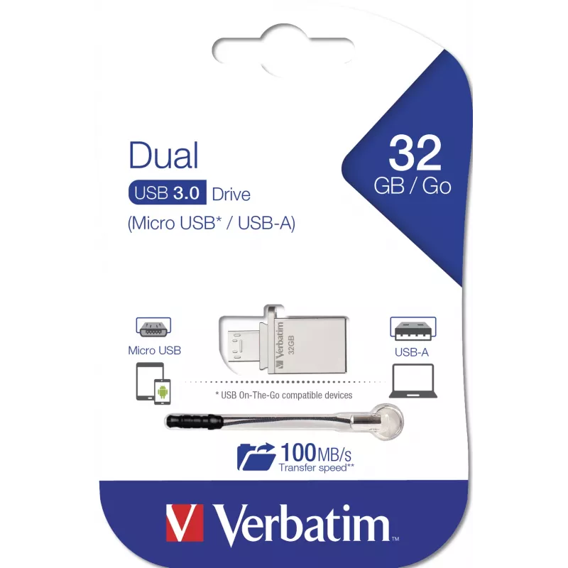 Verbatim Store 'n' Go OTG Micro USB Stick 32 GB USB Type-A / Micro-USB 3.2 Gen 1 (3.1 Gen 1) ασημί