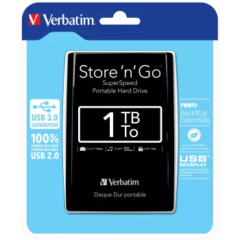 Verbatim Store 'n' Go USB 3.0 Φορητός σκληρός δίσκος 1TB Μαύρο
