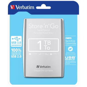 Verbatim Store 'n' Go USB 3.0 Φορητός σκληρός δίσκος 1TB Ασημί
