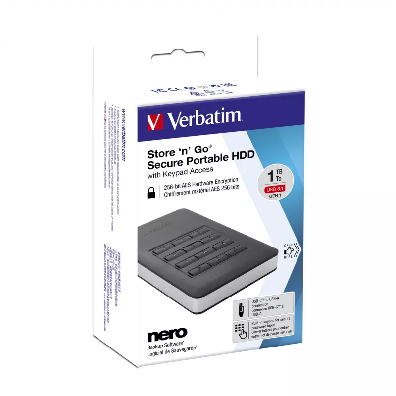 Verbatim Store 'n' Go Secure φορητός HDD με πρόσβαση μέσω πληκτρολογίου 2TB